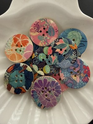 10pc Floral Resin Flat Back Sewing Buttons Large Decorative Buttons 30mm 1 3/16''