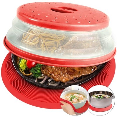 2 in 1, Microwave Splatter Cover for Food & Silicone Microwave Mat, Mat as Bo...