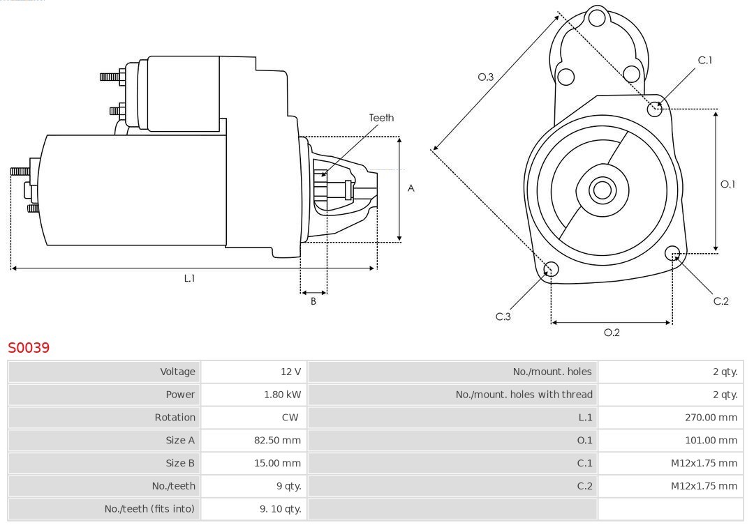 Für AS ROZRUSZNIKI I ALTERNATORY S0039 BRAND NEW AS-PL STARTER MOTOR