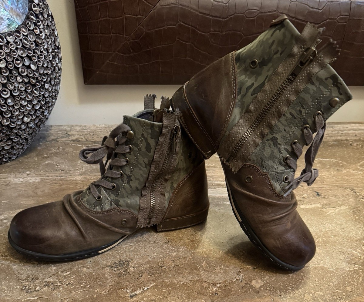 OTTO ZONE OSSTONE Mens Boots Brown Leather/ Camouflage 
