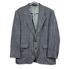 Stafford Men's Blazer Sports Coat 42R Blue Plaid Wool Blend 2-Button Vented