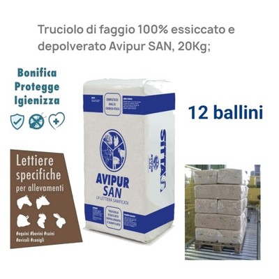 Avipur Späne Buche pulverisiert 300 Lt - Einstreu Tiere x 12 Bälle