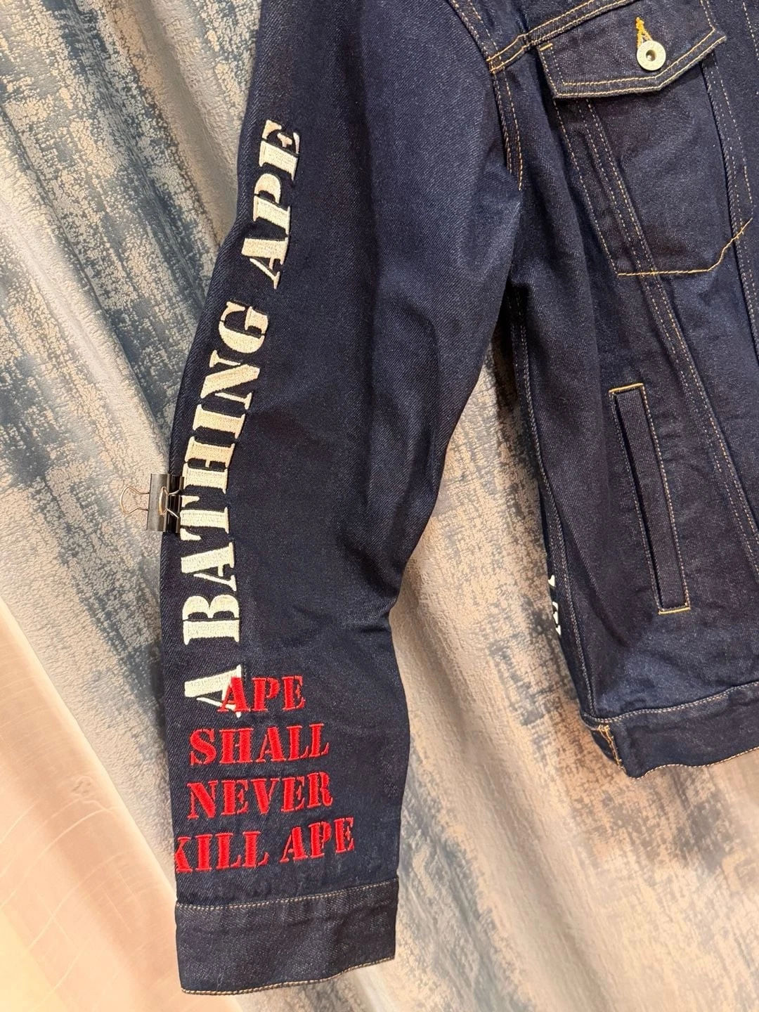 BAPE Multi Motif Loose Fit Denim Jacket Indigo Men's -L image 2