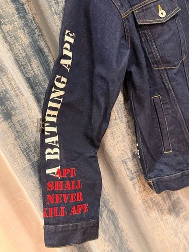 BAPE Multi Motif Loose Fit Denim Jacket Indigo Men's -L image 2