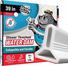 Shower Threshold Water Dam Barrier 39" - Transparent Collapsible Shower Water...