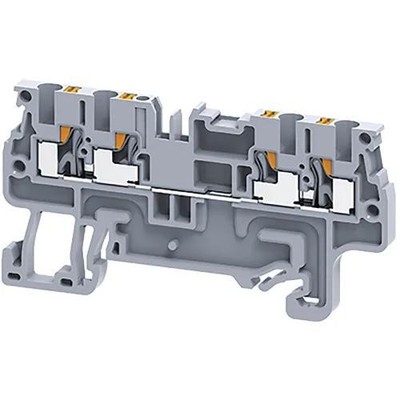 2PC ALTECH CORP CP1.5/4 DIN Terminal Block, Push-In, 4 Conn, 15A, 600V, 24-