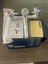 Service Sink Faucet Wall Mount 8” Center Built In Stops B-0665-BSTR