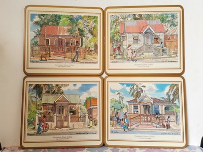 Vintage Pimpernel Barbados Chattel Houses Platzmatten Jill Walker Art Tischsets