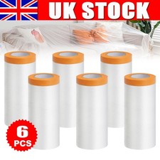 6 Rolls 20m Pre-Taped Masking Film Masking Tape Roll For House Painting Cover