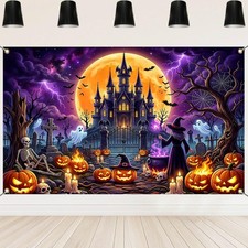 Halloween Backdrop, Halloween Decorations, 6x3.6Ft Halloween Decor Banner, Hallo