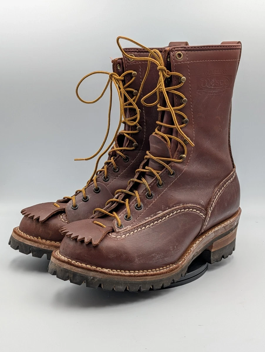 Wesco Logger Boots Mens 8.5-9D Brown Leather Kiltie Vintage Work Heritage 70s Wesco Logger Boots | eBay main image 4