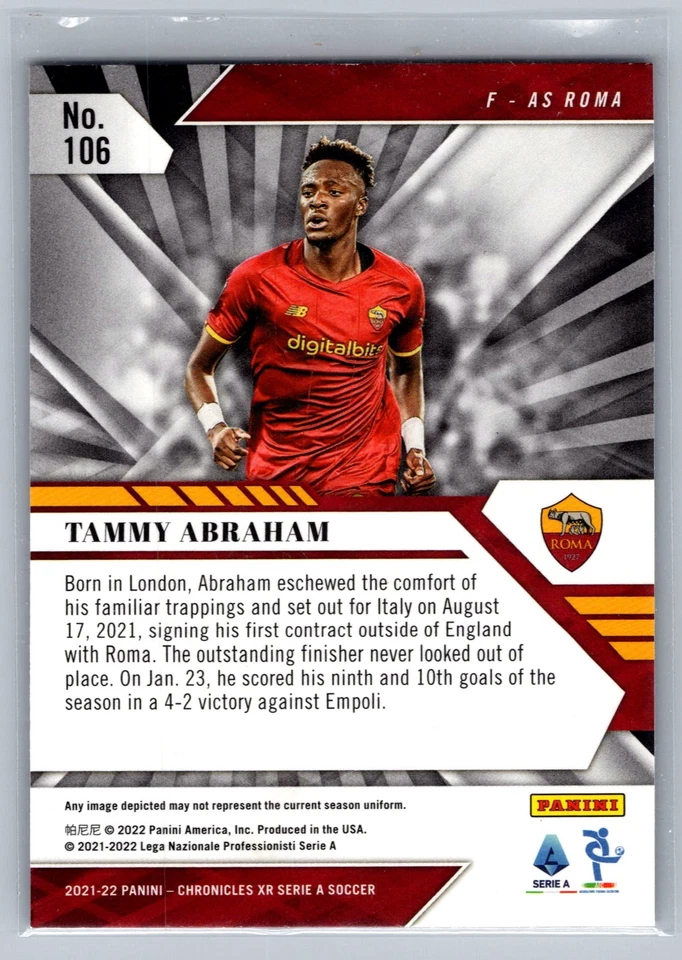 2021-22 Panini Chronicles #106 Tammy Abraham XR Serie A Purple Astro - Image 2 of 2
