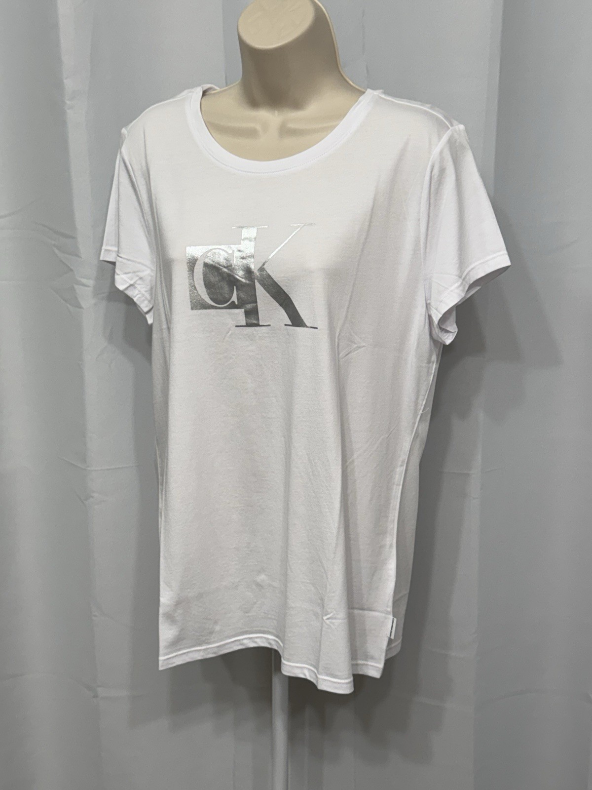 Calvin Klein Jeans Women’s White Casual Short Sleeve Round Neck Slim T-Shirt XL thumbnail 5