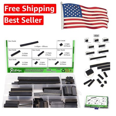 104 PCS PCB Pin Header Connector Assortment - 2.54mm Sizes for Electronics
