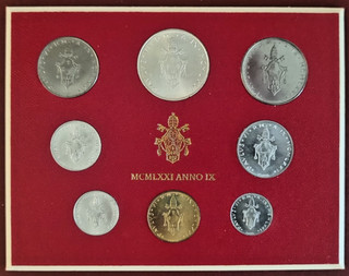 Vatican City 1971 Official Mint Set 8 Coins Paulus VI MCMLXXI ANNO IX UNC