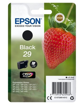 Original Epson Tintenpatrone 29 Schwarz für Epson XP-245 XP-335 XP-352 XP-452 T2981
