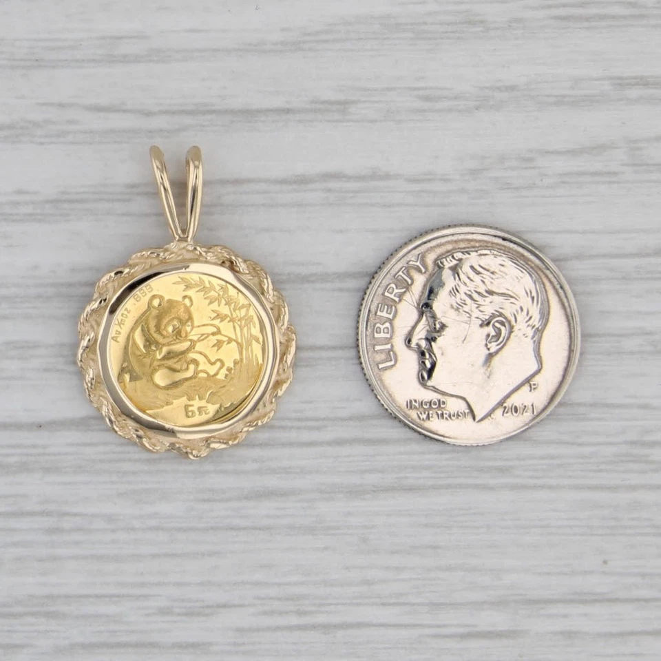 Colgante moneda panda chino oro 1/20 5 yuanes 1994 10 k 999 oro amarillo fino Foto 4 de 4