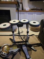 Wii Beatles Rockband Drums, guitar, Microphone And Sticks
