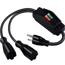 Heavy Duty 2 Way Extension Cord with Switch, 3 Prong Outdoor Splitter, 1.6 Ft