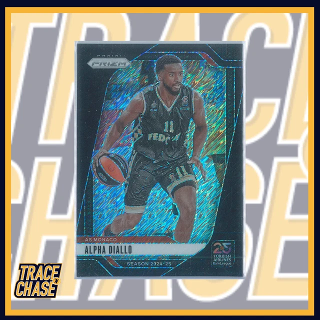 2024-25 Panini Prizm Euroleague Basketball Alpha Diallo Black Shimmer 1/1 #13