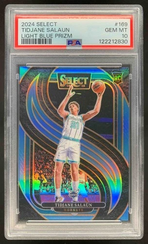 Tidjane Salaun 2024-25 Panini Select Premier Light Blue Prizm RC /299 PSA 10