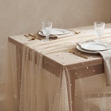 White Earl Tablecloth, 52 70 Inch, Rectangular 52" x 70" Rectangular Beige