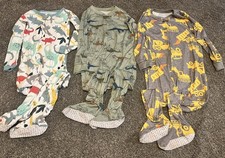 Boy Footed Pajama Lot of 3 Carter  s Size 5T Thin Cotton Dinosaur Excavator EUC