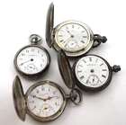 Antique Waltham & Badollet 16-18S & 54mm Silver Pocket Watches Lot of 4 PW-128