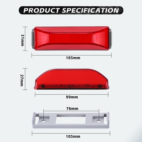 2X Red LED Trailer Truck RV Tail Brake Side Marker Light DRL Indicator Clearance - Foto 3 di 12