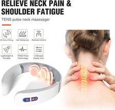 Electric Pulse Neck Massager w/Heat 3 Massage Heads for Pain Relief Tissue Relax