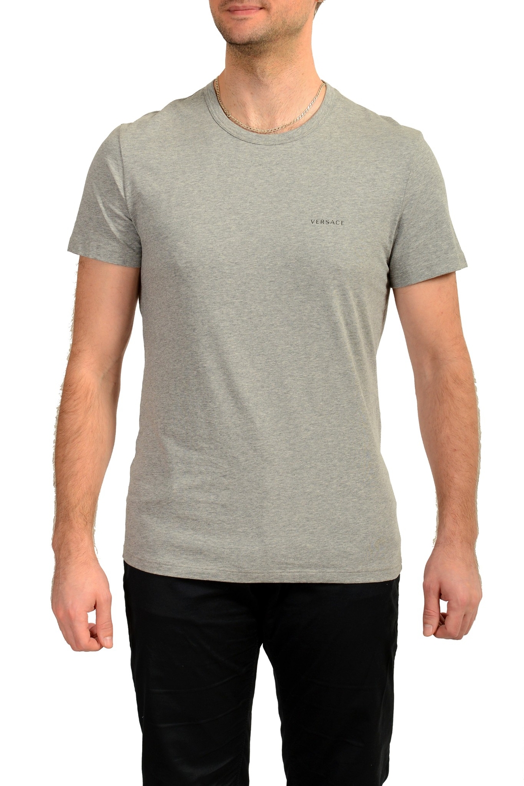 Мужская серо-черная футболка с логотипом Versace с круглым вырезом Versace sz 6 US L IT 52 8990₽