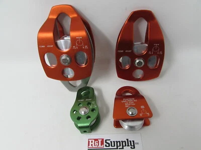 CLIMB RIGHT 4 PACK ALUMINUM PULLEYS 1/2" 5/8" 3/4" DOUBLE - ARBORIST CLIMBING RIGGING