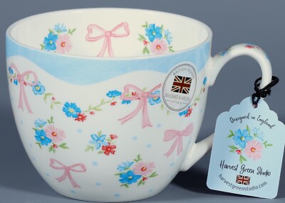 HARVEST GREEN STUDIO FLORAL GARLAND W/BOWS Bone China Jumbo Cup