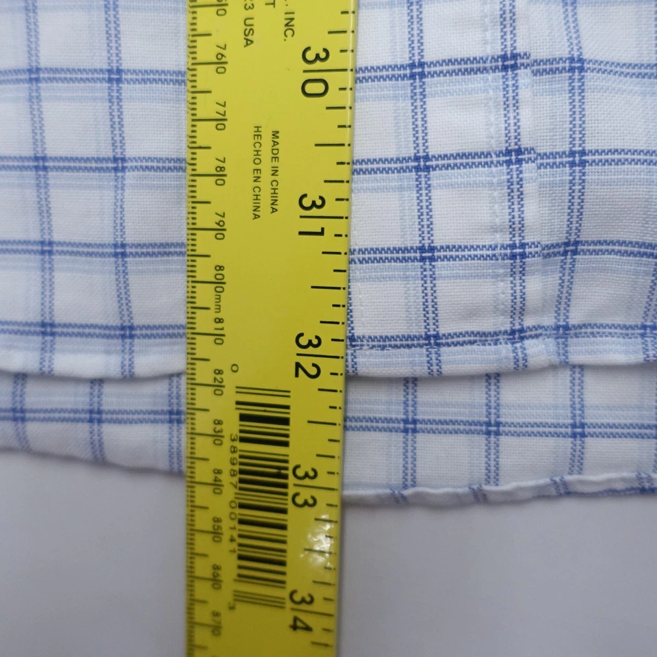 Camisa de Vestir Stafford Para Hombre 17 Blanco Cuadros Algodón Sin Arrugas Carrera Formal Foto 4 de 4