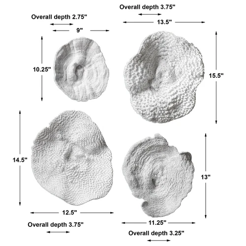 UTTERMOST 20170 AQUATIC OCEAN TROPICAL SET OF 4 TEXTURED SEA CORAL WALL DECOR - Picture 3 of 3