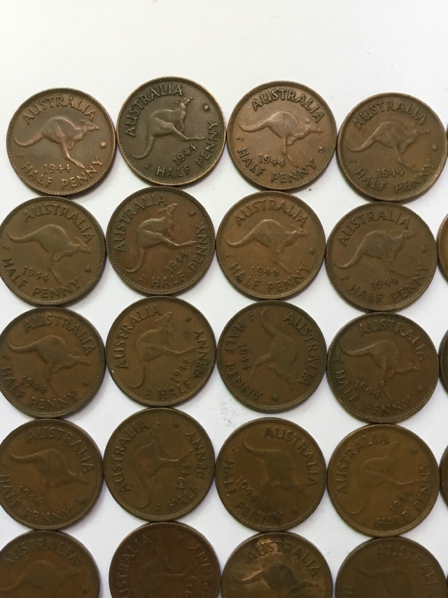 1944 Australian Halfpenny---Low Mintage---Scarce Date | eBay Australia