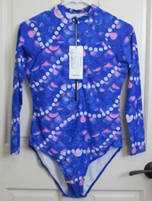 NWT Ardour Miss 1 Piece Swimsuit Womens Size M Chest 32 Blue Mermaid LS 32291
