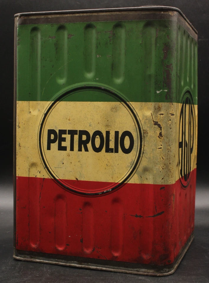 Ancien Bidon Italien Boite Huile Gaz Benzina AGIP Auto Motor Oil Tin No Shell - Photo 3/4