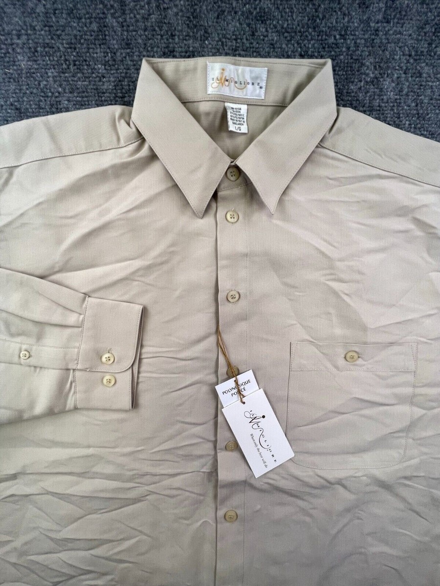 NWT Il Migliore Men's Button Up Shirt Long Sleeve Large Beige