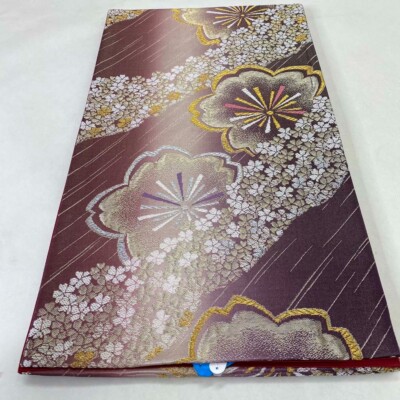 Fukuro Obi Furisode Japanese Kimono Formal Dress Pure Silk Fukuro gold  2764