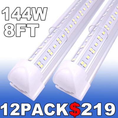 8 ft led shop lights  144w led Strip Lights 6500k Cold White LED Garage Lights