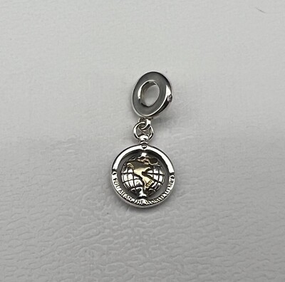 NEW Authentic Pandora Spinning World Dangle Charm 799303C01 14K Gold Silver