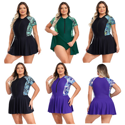 Damen Badeanzug Oversized Badekleid Sun Bath Bademode Rash Guard Baderock