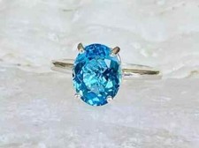 Swiss Blue Topaz Gemstone Solitaire Ring 925 Sterling Silver Promise Gift Ring