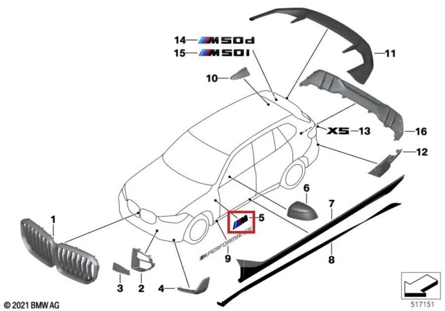 BMW Genuine M Performance BLACK LOGO Lettering Emblem Badge SET 51145A4B373 NEW - Изображение 4 из 4