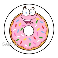 30 HAPPY DONUT ENVELOPE SEALS LABELS STICKERS 1.5" ROUND BIRTHDAY FAVORS
