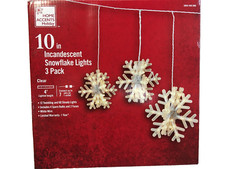 10in Incandescent Snowflake 3 Pack Twinkling Warm White Christmas Holiday Lights