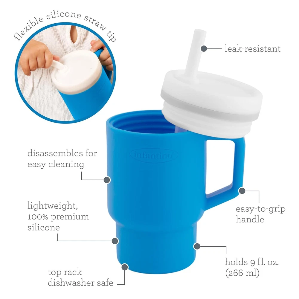 Tumbler Leak-Resistant Straw Toddler Handle 9oz Ocean Easy Clean Hydration Sippy