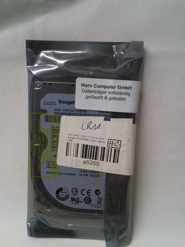 HDD 500GB + 8GB 2,5" (6,4cm) SATA Seagate ST500LM000 (shred, smart ok, 104h)