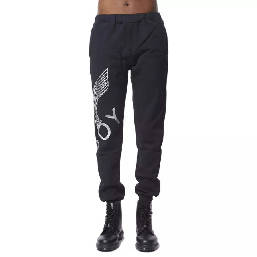 BOY LONDON SILVER PRINT TRACK PANTS-BLACK.